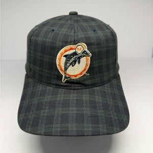 Vintage American Needle NFL MIAMI DOLPHINS Adjustable Plaid Checker Cap Hat